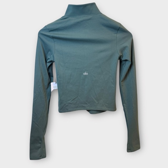 Alo Yoga SoftSculpt Precision ¼ Zip Long Sleeve – Size S (Olive Green) - Picture 8 of 9